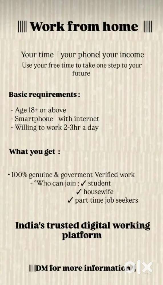 WORK FROM HOME OPPORTUNITY