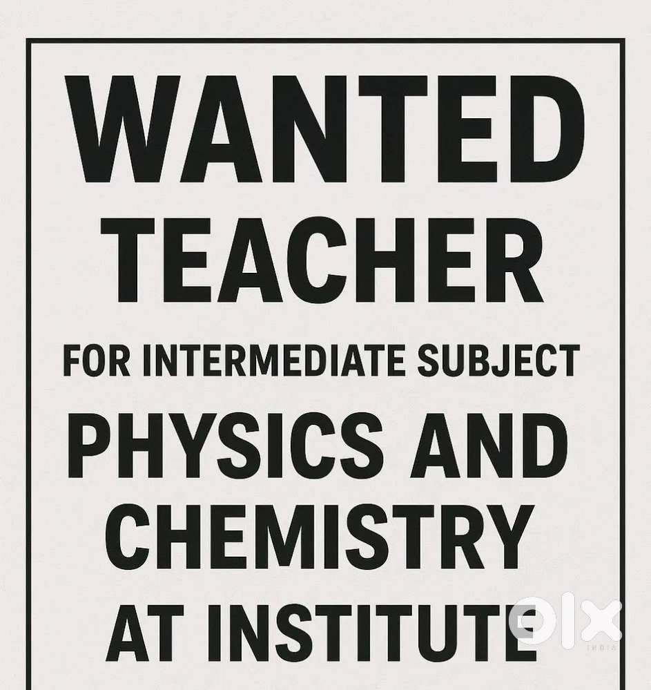 Wanted Teacher at Institute