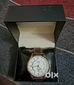 Brand New Times Day Date Golden Frame with Brown Leather belt. NEW