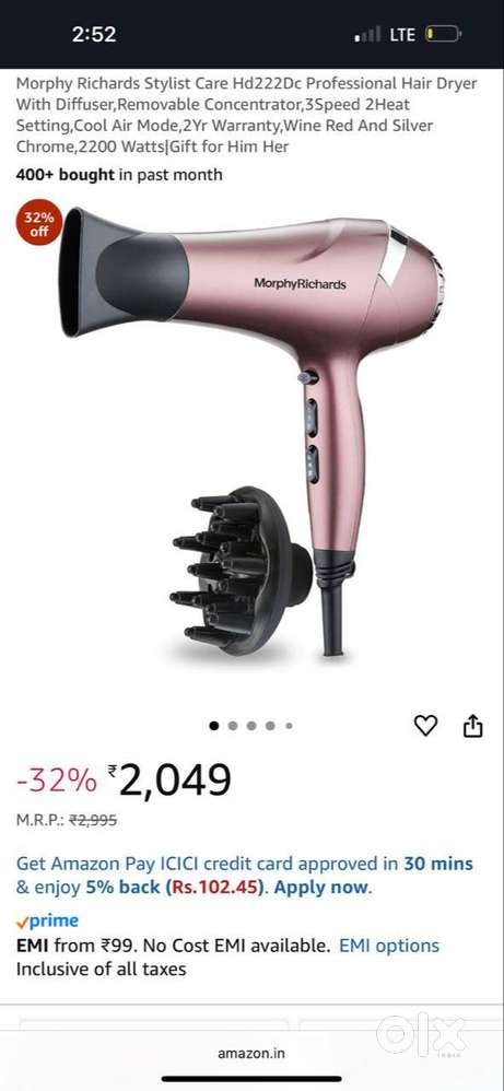 New Bajaj Morphy Richards Stylist Hair Care Professional Hair Dryer