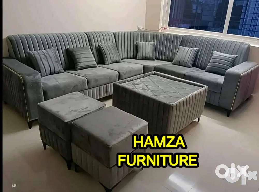 HAMZA FURNITURE NEW designer elegant look Plywood L Shape Corner Sofa