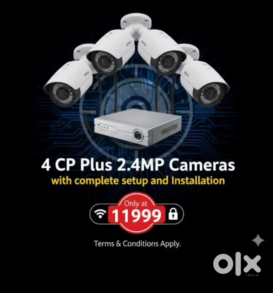 CCTV 4 Cameras 2.4MP complete Setup with installation at 11999