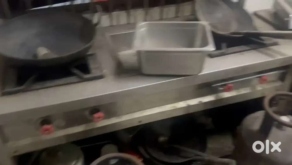 Commercial Steel Gas Burners with stainless steel table top/work table