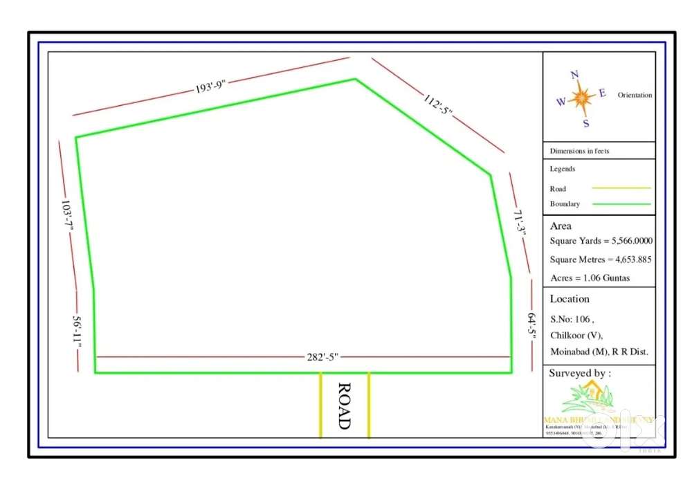 1 Acre 6 Gunta Agri Land for Sale in Chilkur Gandipet Lake View