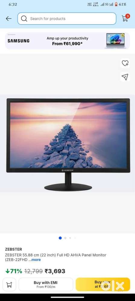 best monitor,zebster A22FHD LED, BILL AVAILBLE, ONLY 3K.
