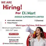 Picker /Packer/ cashier to work in Dmart ,chennai