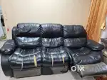 Leather manual recliner sofa