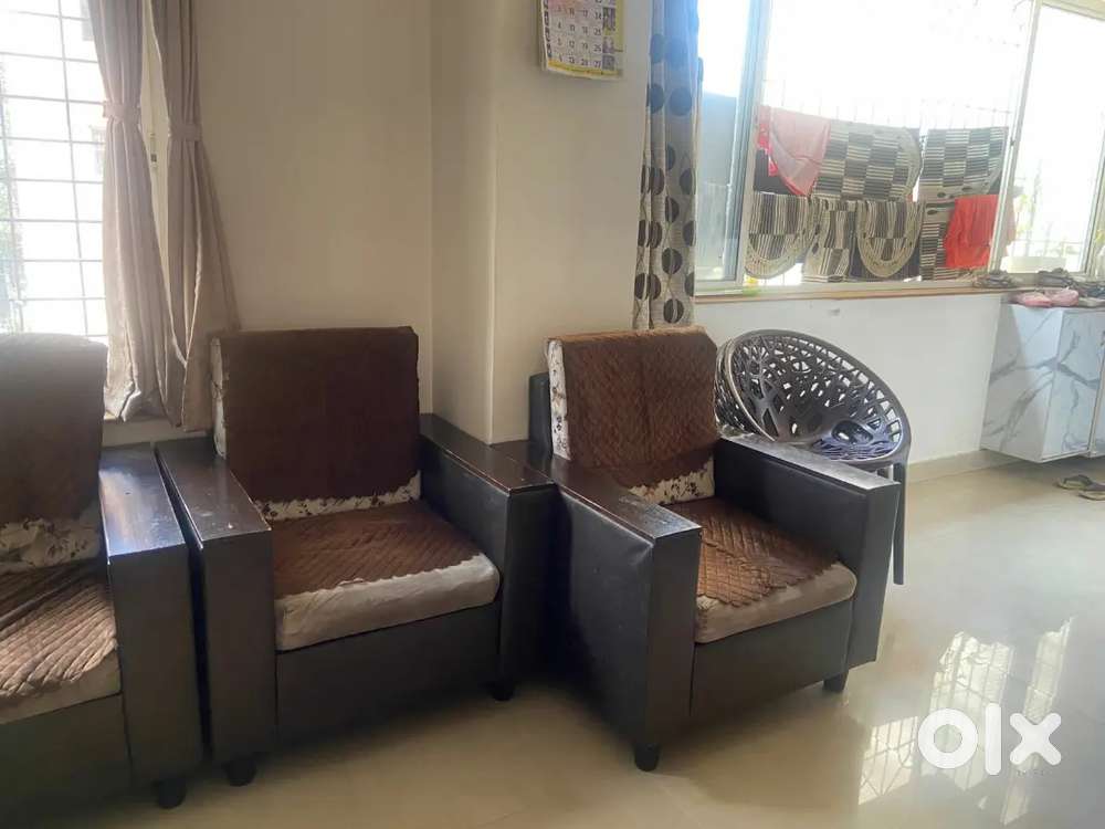 Brown Sofa set (with 2 chairs)