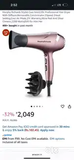 New Bajaj Morphy Richards Stylist Care Hair Dryer
