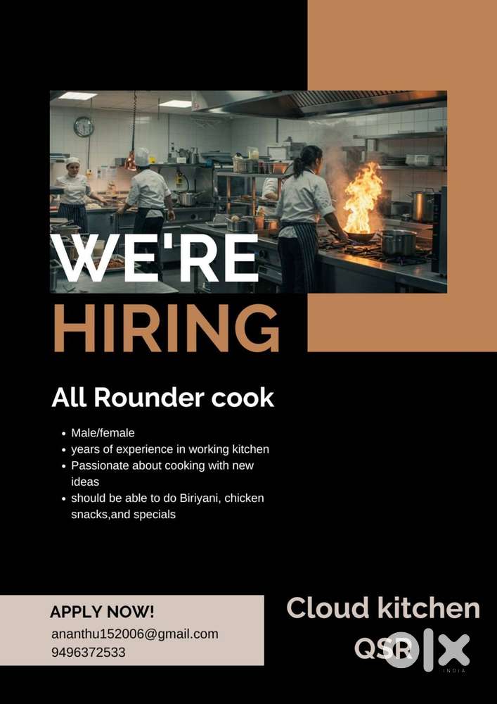 MULTI-CUISINE COOK / ALL-ROUNDER WANTED – Thiruvananthapuram
