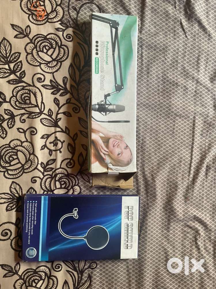 Microphone arm and pop filter