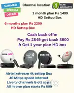 SUNDIRECT ! TÀTA ! AIRTEL DTH SETTOP BOX ! PLÀY ! DISHTV VIDEOCON D2H