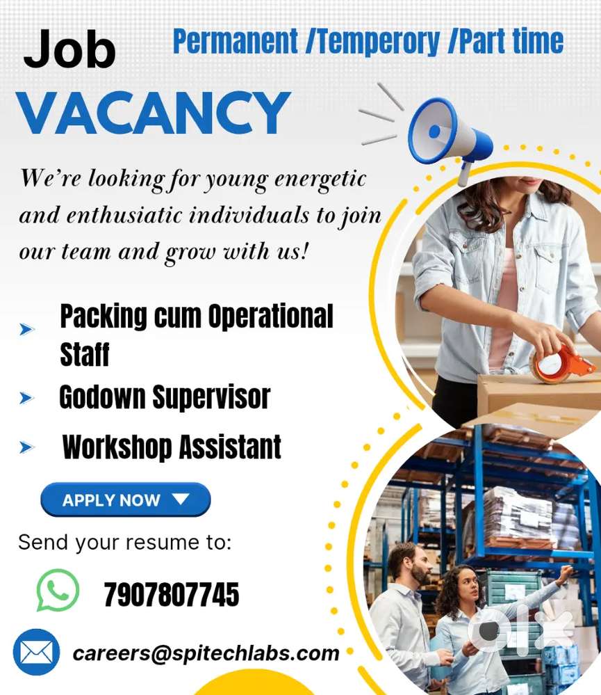 Permanent/Temperory/Part time Vacancy at Thodupuzha