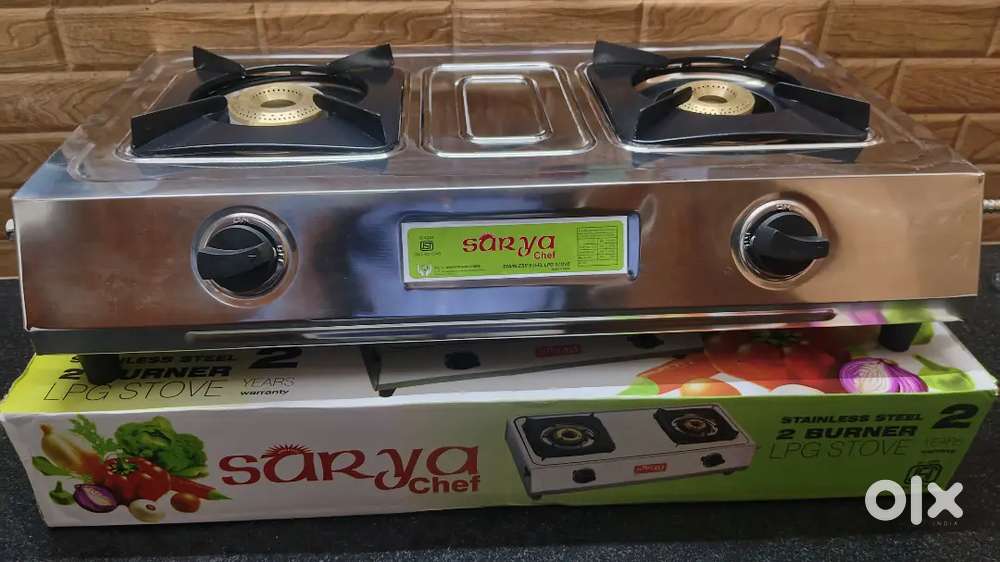 Surya 2 burner stainless steel gas stove new pcs