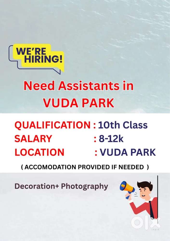 NEED ASSISTANT FOR PROPS ARRANGEMENT IN VUDA PARK