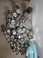 Displayer snacks, stainless steel plates,bowls and tumblers,flask.