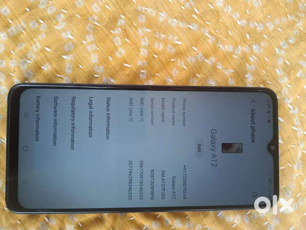 Galaxy A12 (Mobile + adopter bina cable ke box ke sath)