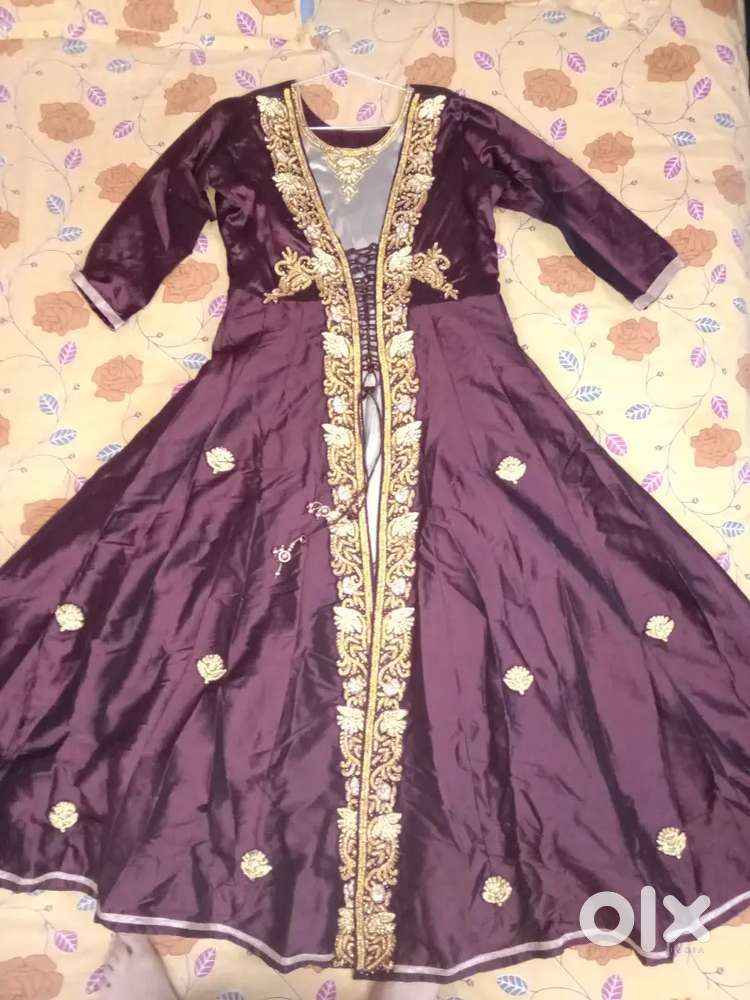 Wedding wear gown with churidar and dupatta