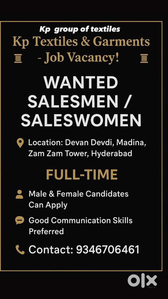 Wanted salesman or women
