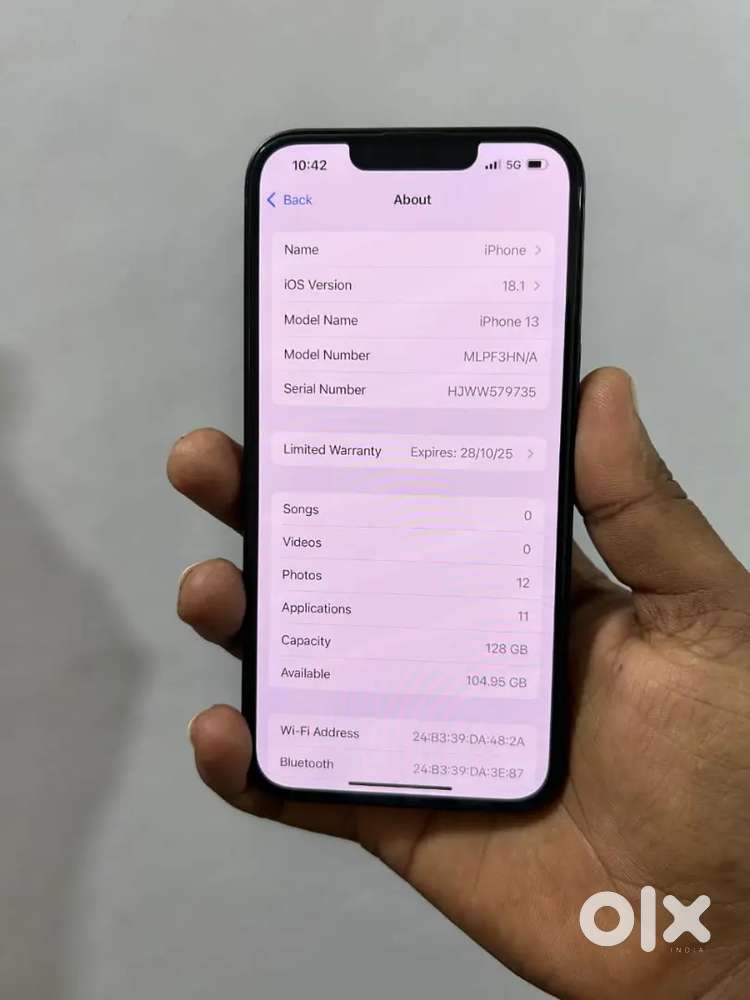 iPhone 13 128Gb 11 month warranty with all accessories
