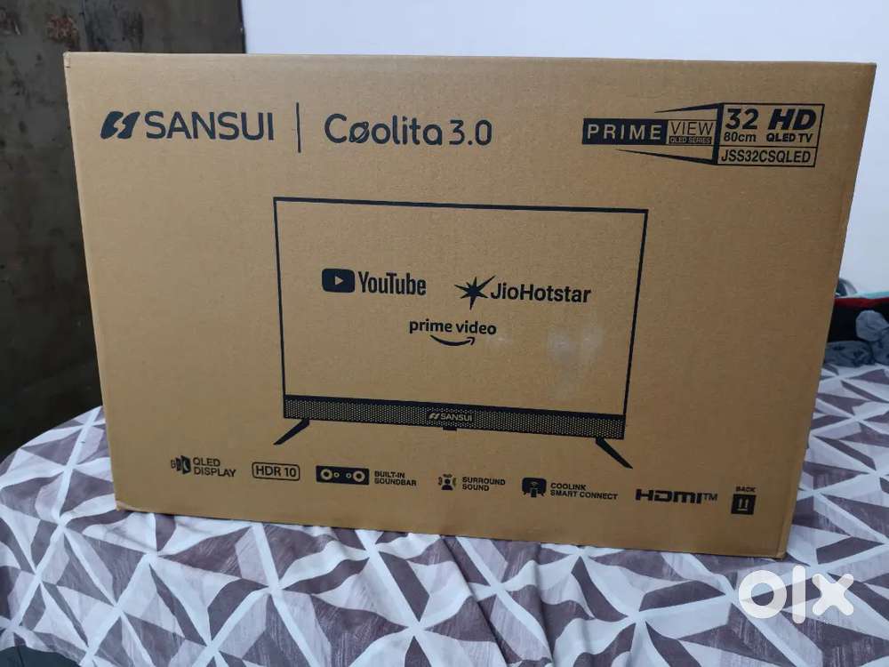 Brand New Sansui 32 QLED Semi Smart TV with Soundbar (Sealed Pack)