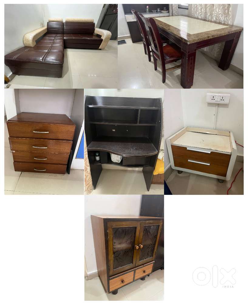 Sofa Set + Dining (2 Chairs) + 2 Side Tables + Study Table