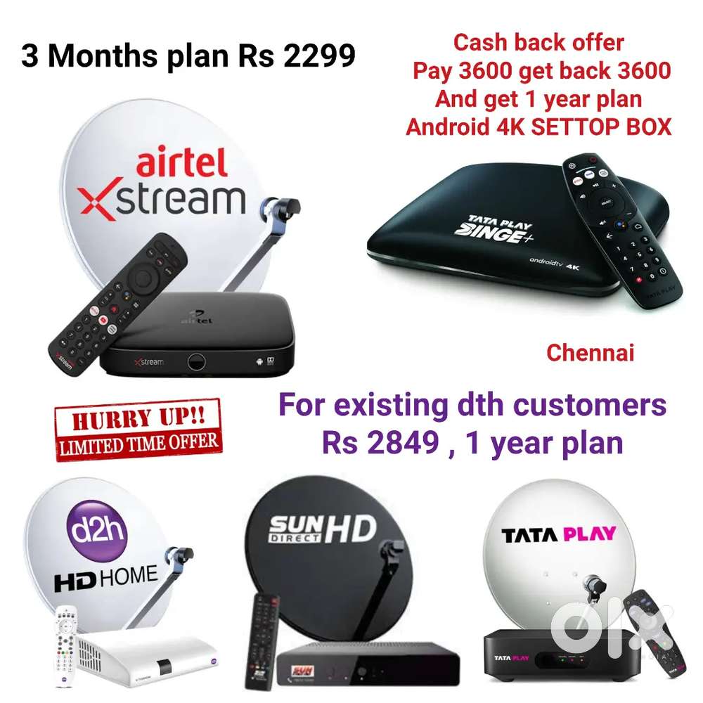 AIRTEL DTH ! TATÀ ! SUNDIRECT ! PLÀY ! DISHTV ! VIDEOCON D2H ! LED TV