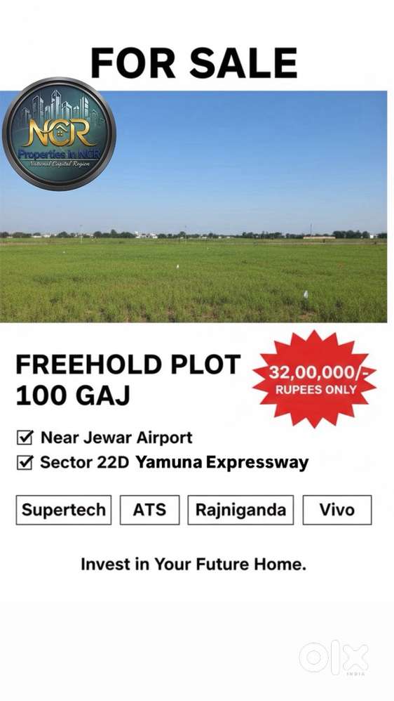 100 Gaj Plot In Just 32,000/- gaj in Sector 22D Greater Noida