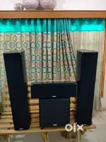 Polk Audio Tower, Center Speakers and Woofer (Wood Cabinets) for Sale.