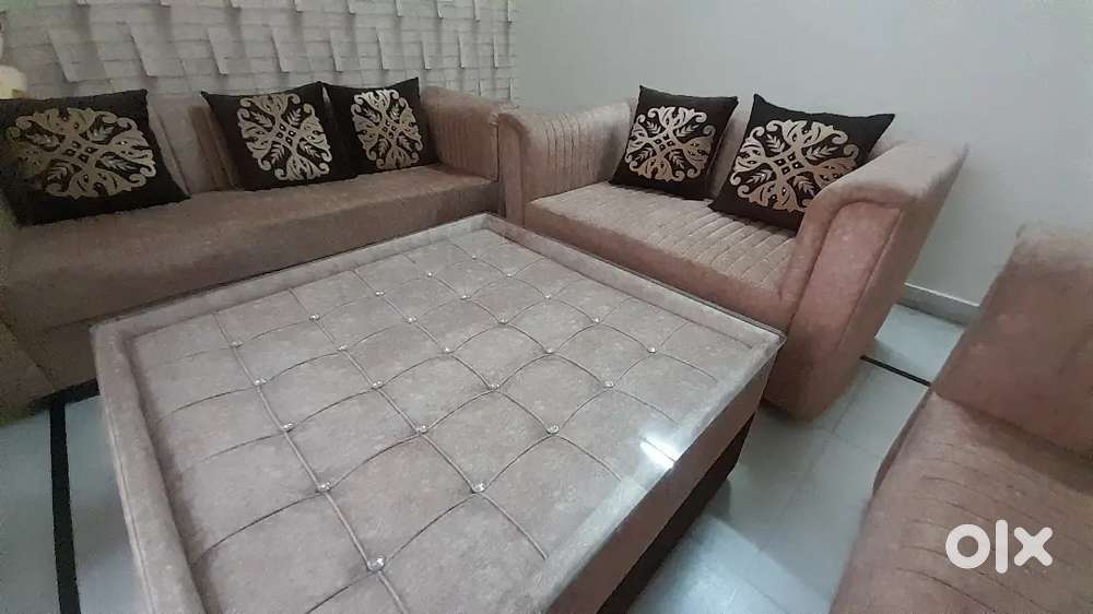 Sofa Set - 3 Sofa + 1 glass table + 7 cushions