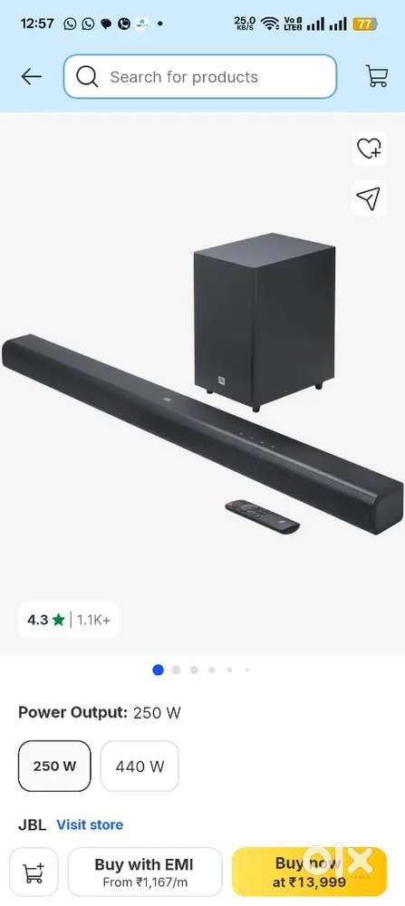 JBL cinema SB550 3.1 Wi-Fi saund bar