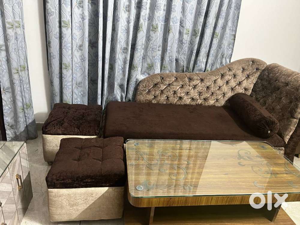 5 Seater Sofa Set Couch and 2 Matching Stools-READ BELOW