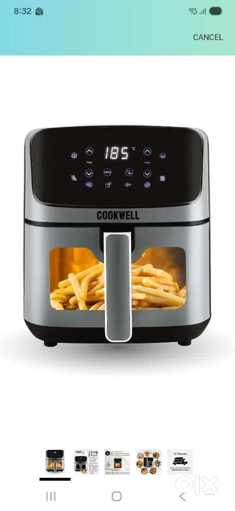 Cookwell Air Fryer - 5L With See Through Window - 1400W (Grey & Black)