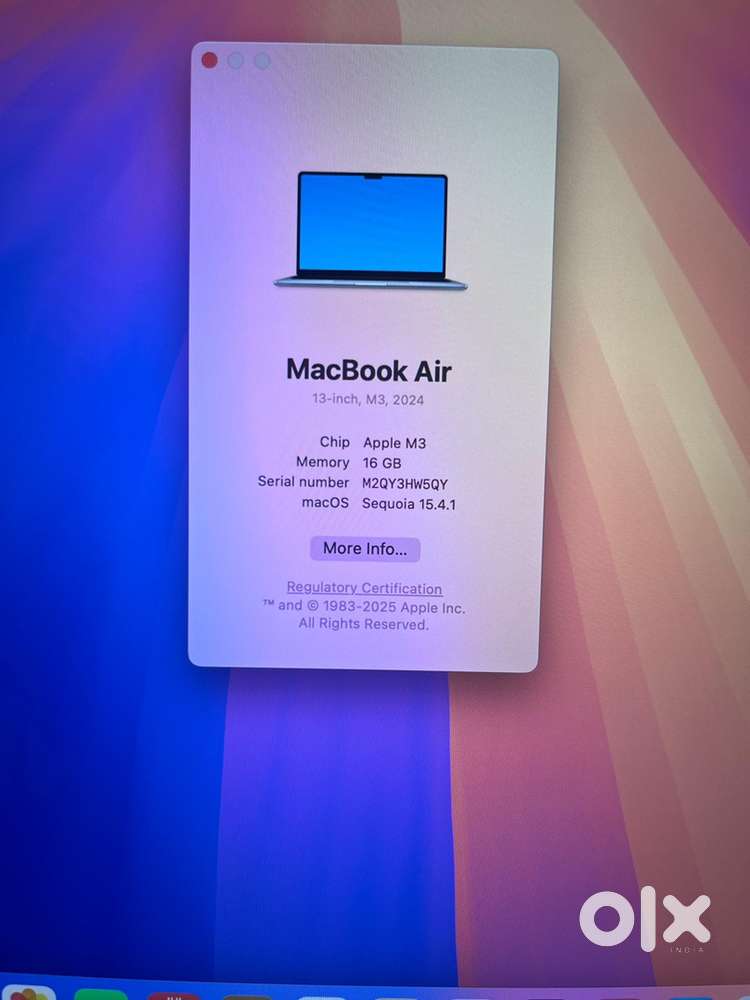 MacBook Air 13-inch M3 2024)Chip Apple M3 Memory 16 GB Brand new Co