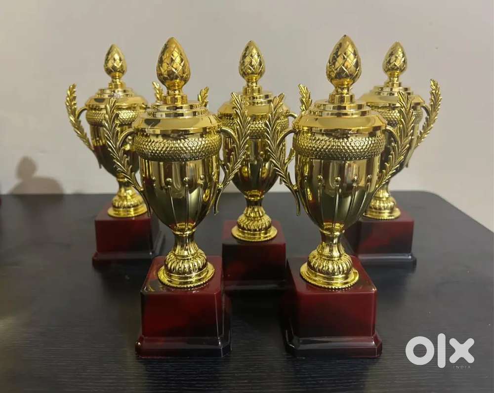 Trophies 5× 9.5 inches and 5× 11.5 inches