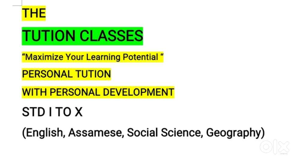 Tutions Available from class i to class x