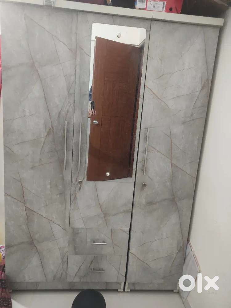 3-Month-Old Wooden Wardrobe & Single Bed with Storage for Sale