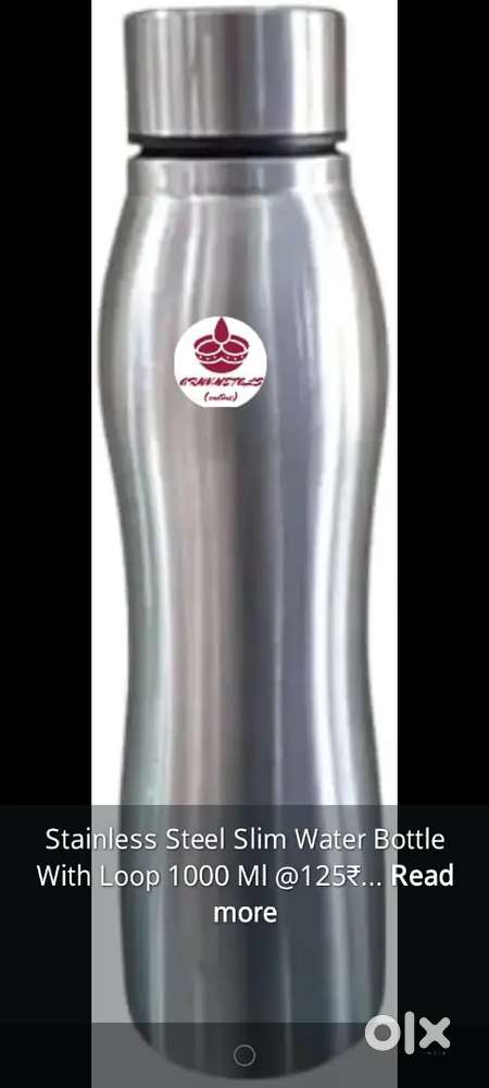 Stainless Steel Slim Water Bottle With Loop 1000ml