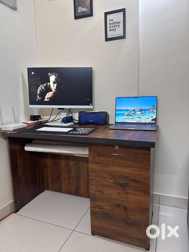 Brown Wooden Study Table with Storage