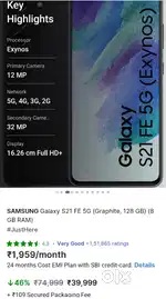 Samsung S21 FE 5G(Exynos Processor) - NEW[15-05-25]