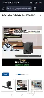 Zebronics jukebar 9700 pro Dolby Atmos sound bar super condition