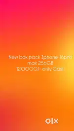 Iphone 16pro max new box pack 256GB only cash