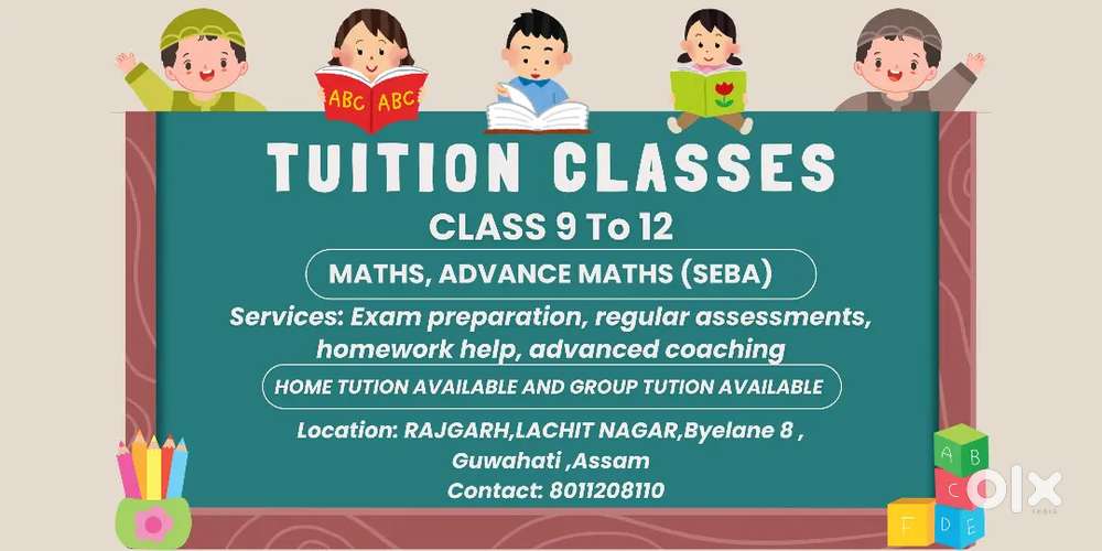 Home tution,and group tution available, fees depand on tution types..