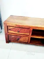 Heavy TV unit Sheesham with 4 drawers brass handle &space for articles