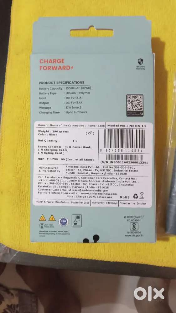 Power bank 3 days old ambrane 10000 mah