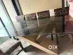 designer style dining table set with 6 chairs, mattress and hob burner