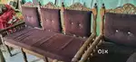 4 piece wooden sofa and dining table with 4 chairs and dressing table