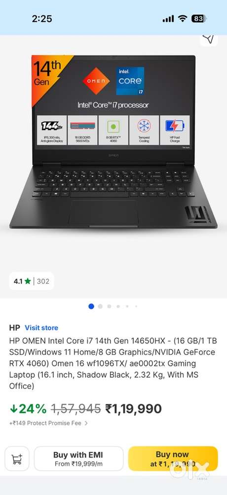 HP OMEN Intel Core i7 14th Gen 14650HX 2025 model