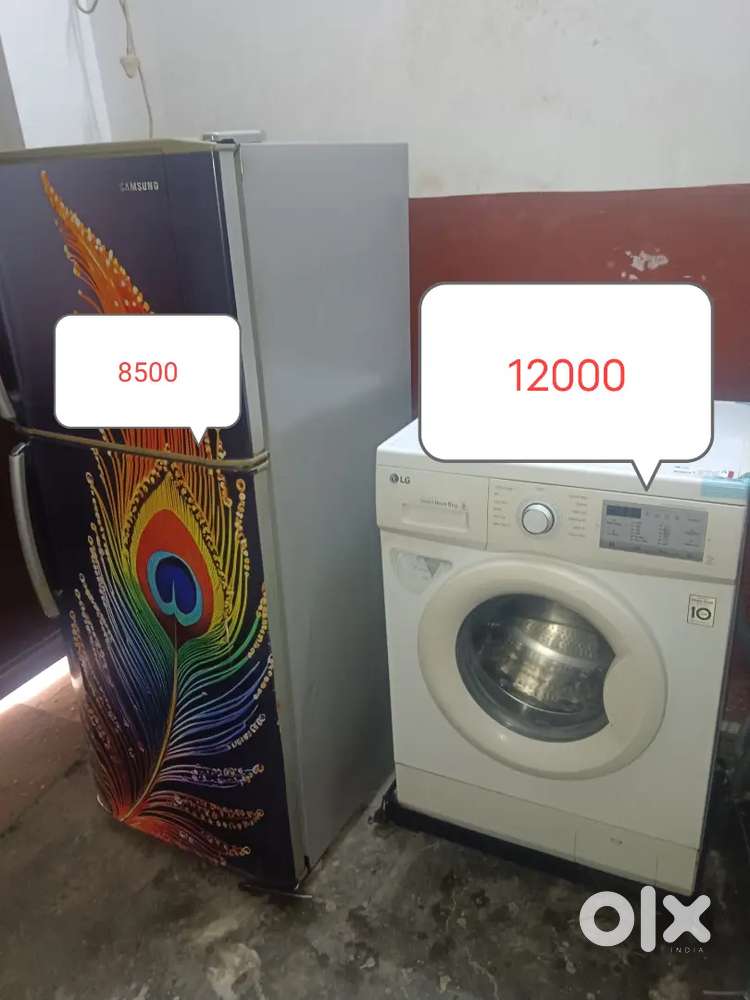 LG 6kg front load washing machine, 250L fridge