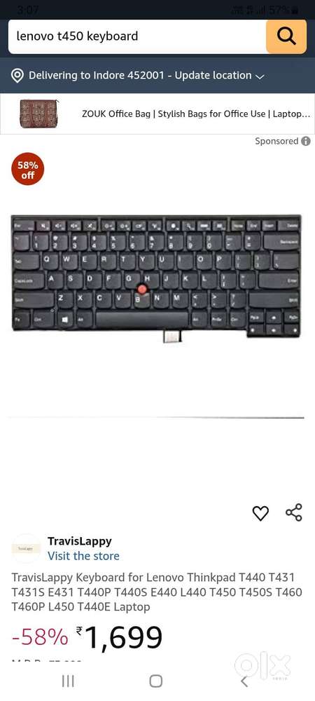 Lenovo T450 LAPTOP Keyboard.